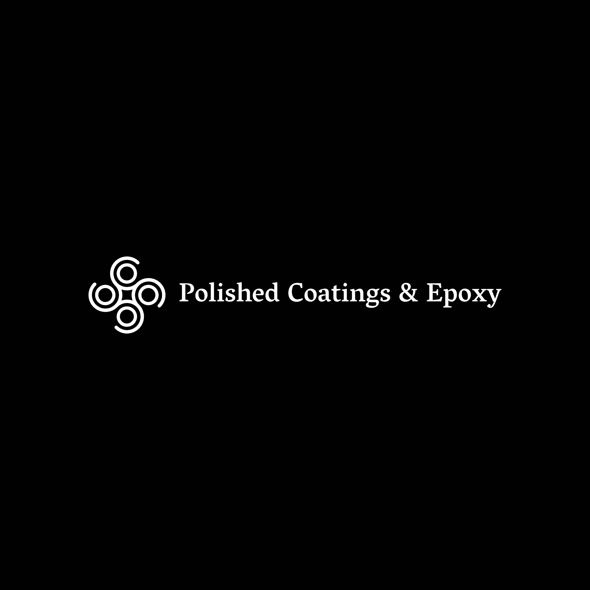 Logo of Polished Coatings & Epoxy with a circular design on a black background.